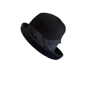Black Ritz Felt Bowler Hat With Satin Ribbon Band
